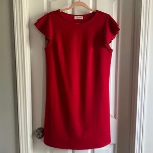 Boutique Red Ruffle Sleeve Mini Dress Size L